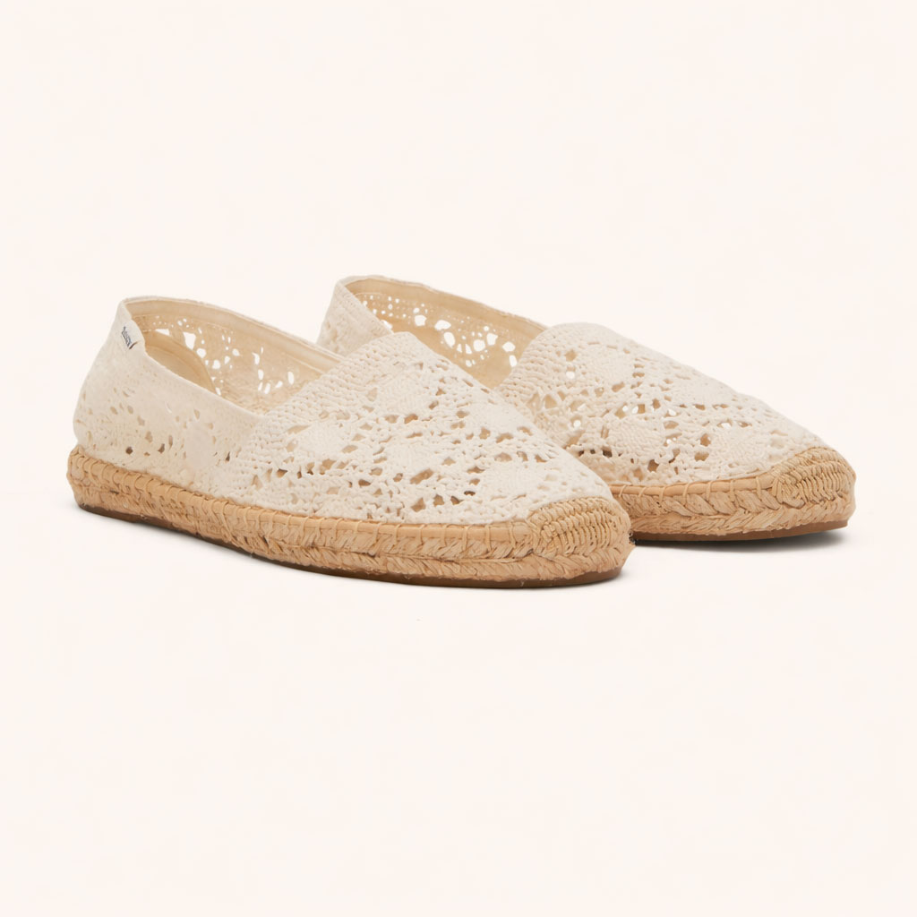 Cream Crochet Lace Espadrille Flats